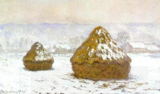 Claude Monet Grainstack, White Frost Effect oil painting picture